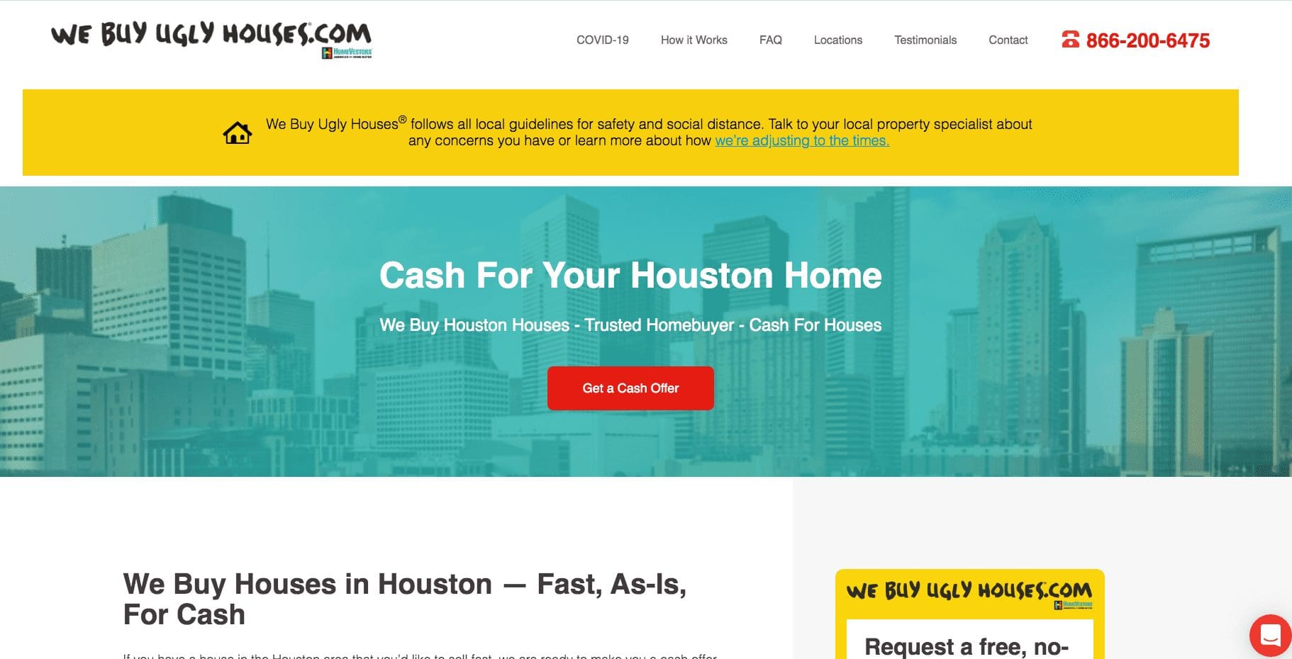 We buy ugly houses houston homepage of the website