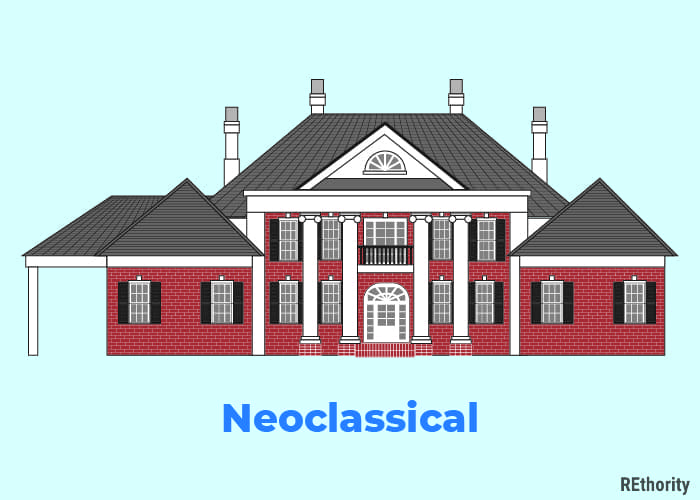 Illustrated version of a neoclassical home