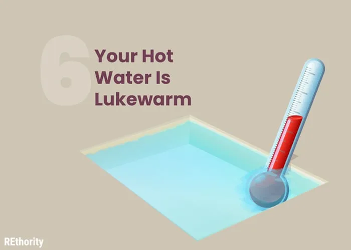 Graphic showing when to replace water heater after your hot water becomes lukewarm