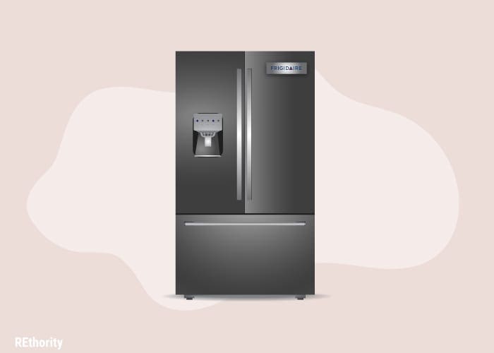 A frigidaire appliance in graphical form against a simple tan background