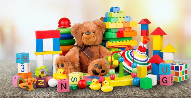Toys collection isolated on background as a featured image for a piece on kids storage ideas