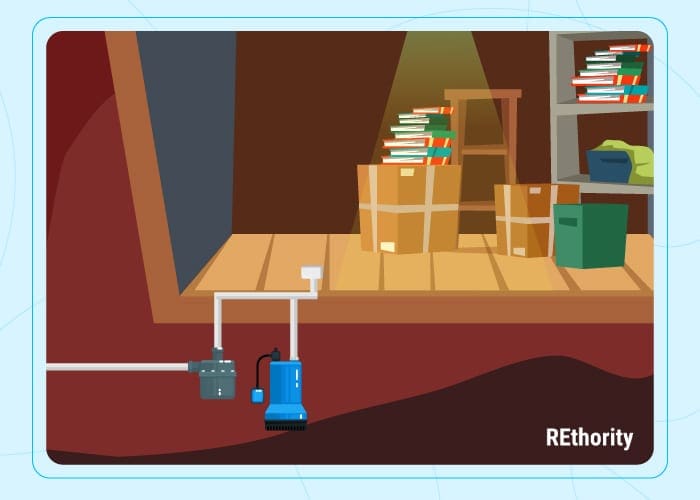 Sump pump image showing this unit in a basement