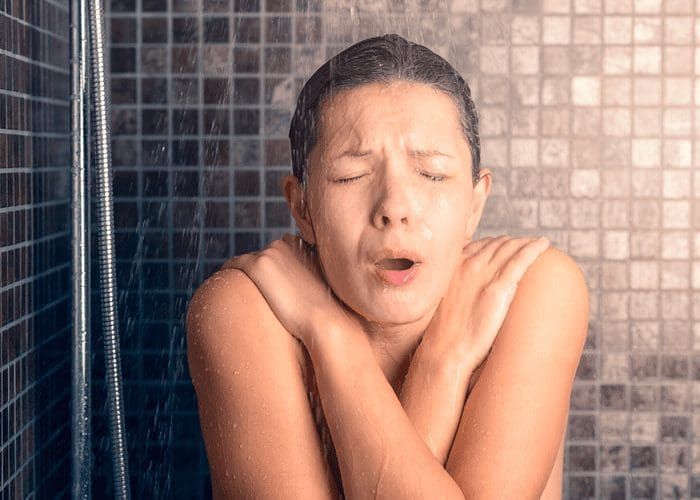 Lady taking a cold shower because she didn't ask 