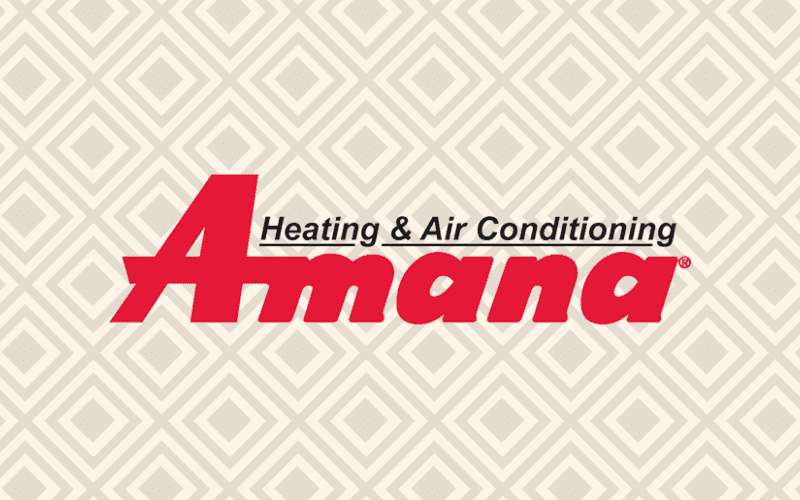Amana, one of the best furnace brands, logo on a plain tan background