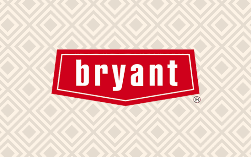 Bryant, one of the best furnace brands, logo on a plain tan background