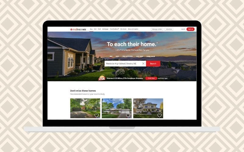Screenshot of Realtor.com, one of the best websites to buy a house