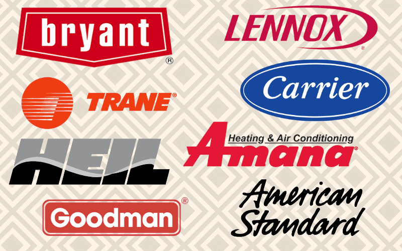 The best furnace brand logos all combined into one big graphic