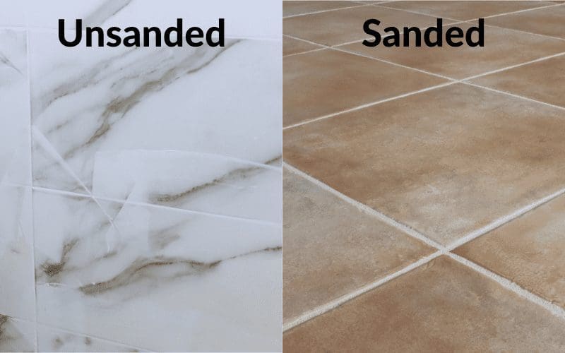 Sanded vs Unsanded grout comparison in an up-close image