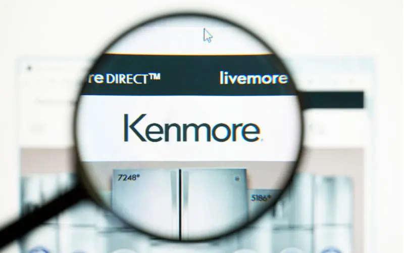 Kenmore appliance logo as viewed through a magnifying glass on a computer