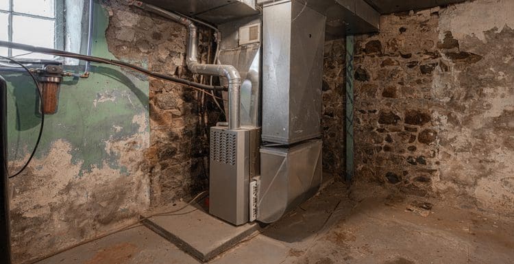 Image of the best furnace brands used in an older home in an unfinished basement
