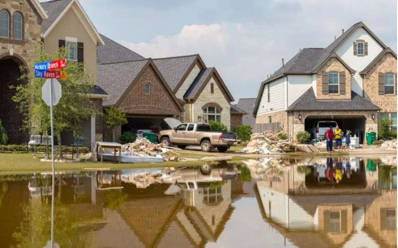 Image of a house that was in a flood zone in Texas that got destroyed from a hurricane