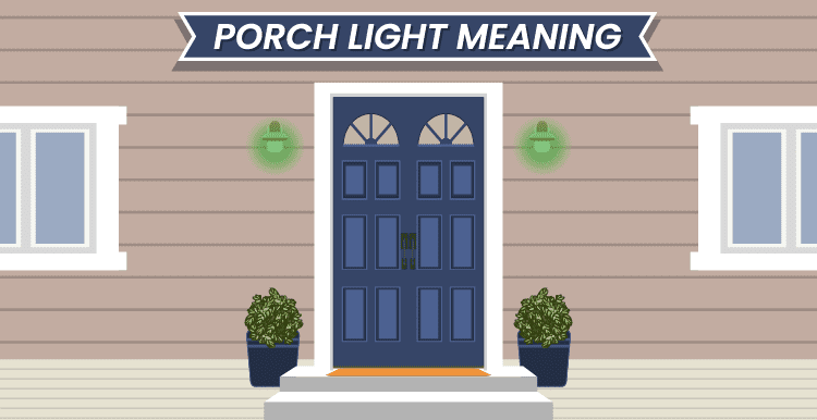 Image titled Porch Light Meaning with a porch light with green bulbs in graphic form