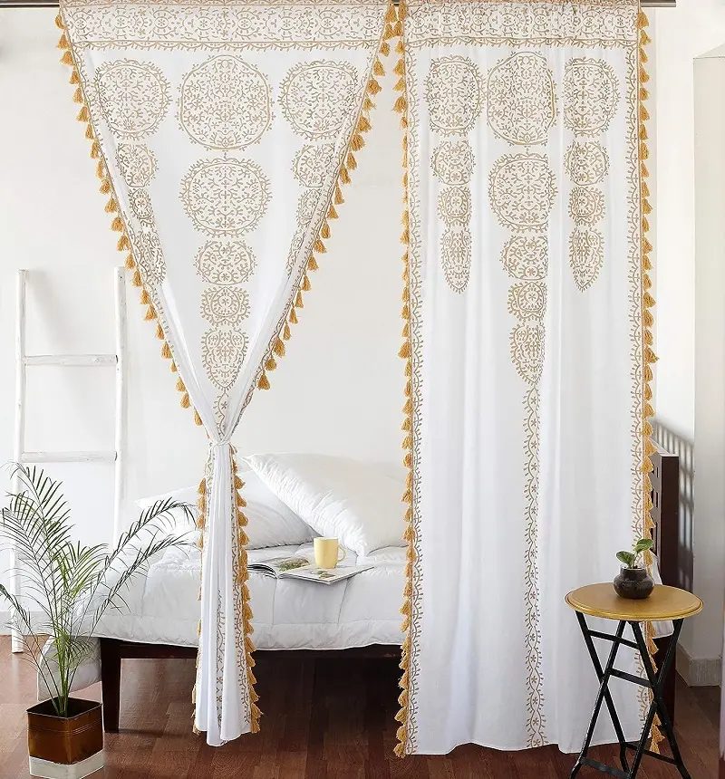 Labhanshi - Moroccan Medallion Floral Ombre Mandala Window Curtains