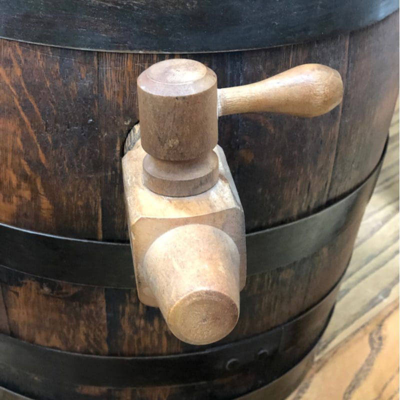 Antique working wooden barrel tap for a piece on basement bar ideas