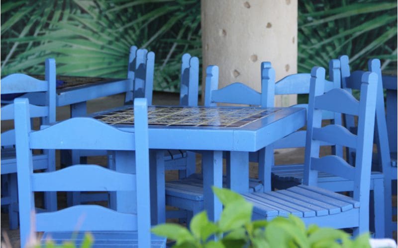 Blue Mexican kitchen table chairs