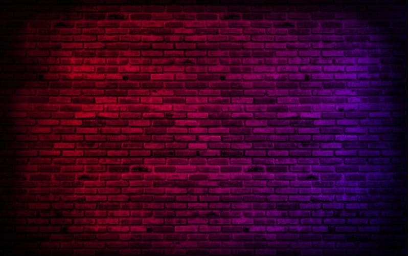 Neon blue and red brick wall in two colors