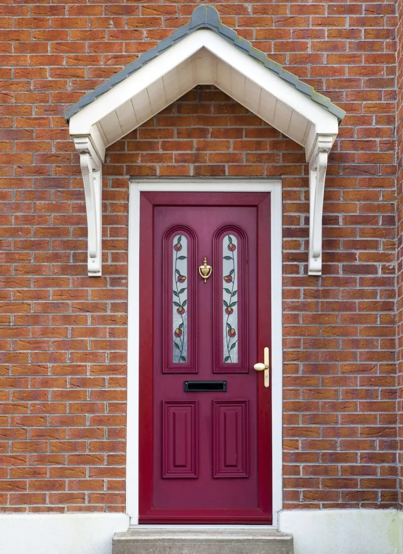 Plum front door color for a red brick house