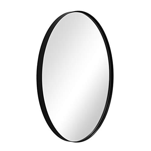 Modern Black Oval Bathroom Mirror with Stainless Steel Frame