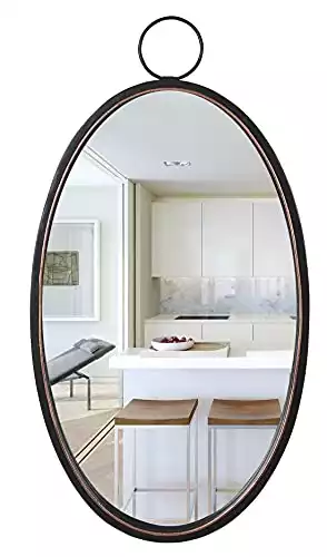 Black Oval Bathroom Mirror Craftsmanship with Gold Trim