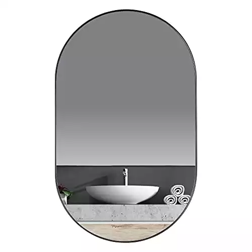 ANDY STAR Black Oval Bathroom Mirror