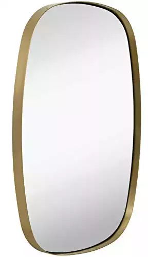 Hamilton Hills Contemporary Brushed Metal Oblong Bathroom Mirror