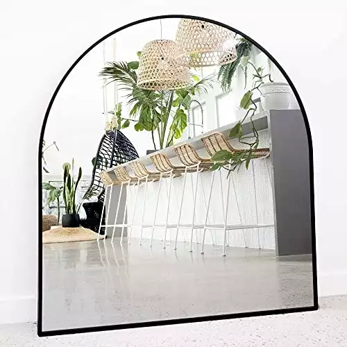 Arched Black Frame Rounded Top Bathroom Mirror