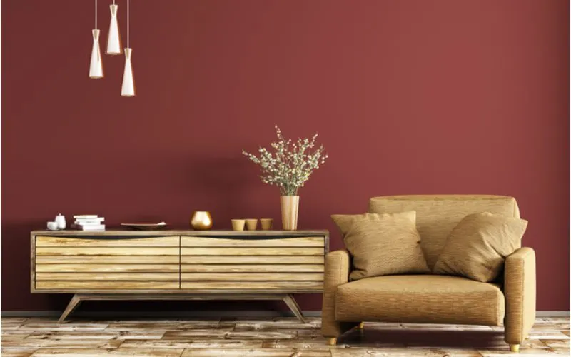 Modern interior living room for a piece on what color walls go with brown furniture
