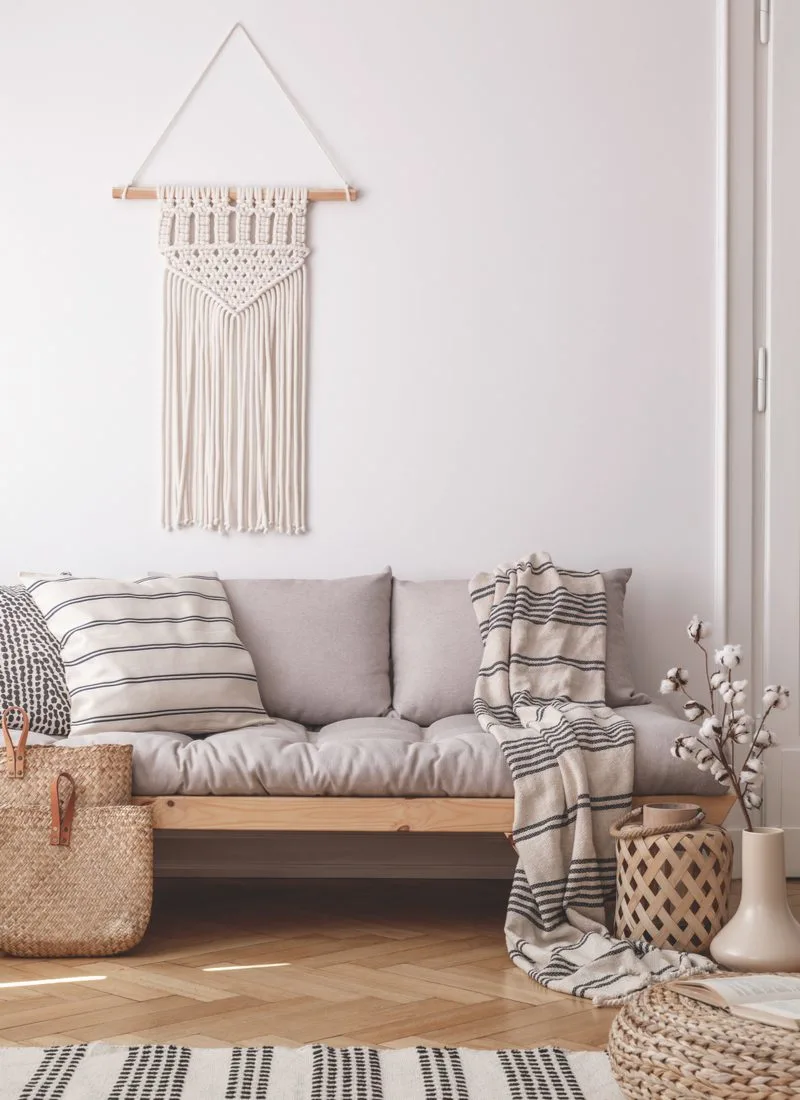 Macramé Wall Hanging in cream color for a piece on wall decor above couch ideas