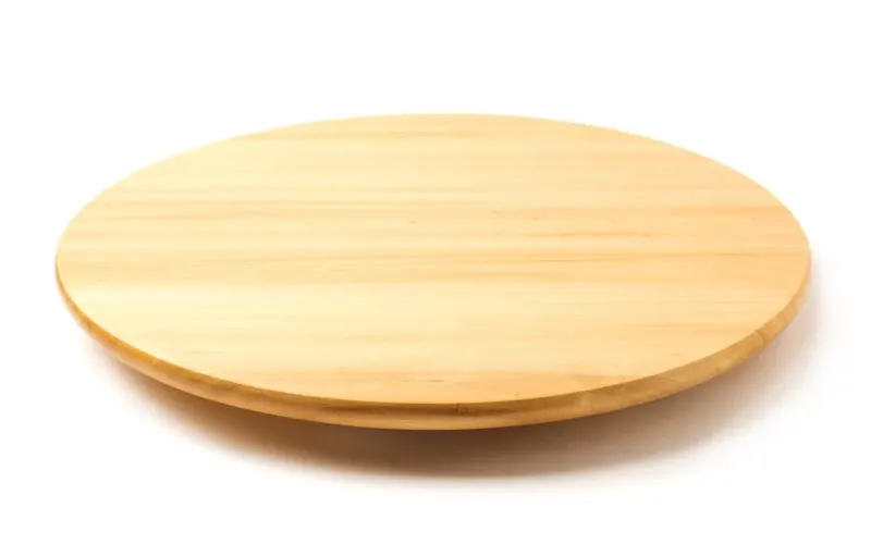 Photo of a wooden lazy susan taken in a lightbox