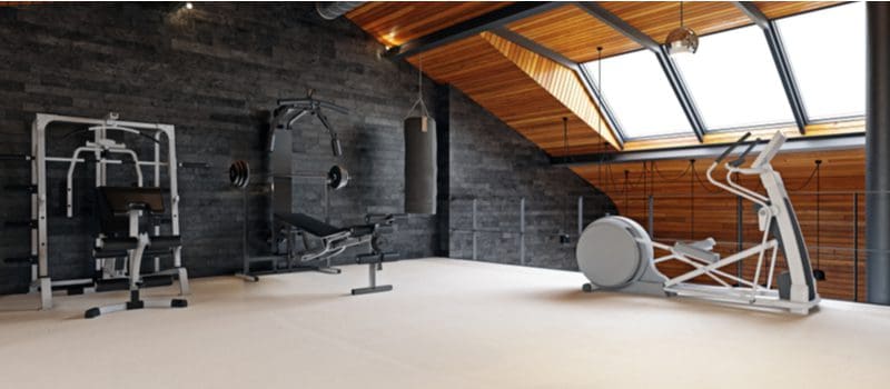Workout room in the loft of a large, expansive and open home