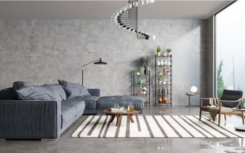 Polished Grey Concrete Living Room Idea
