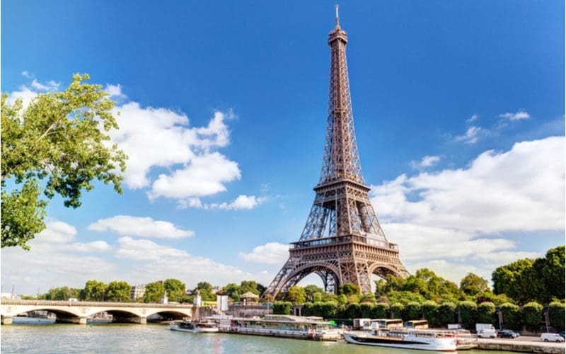 Gorgeous photo of the Eiffel Tower taken on a clear Summer day from across the river Seine for a piece on famous buildings