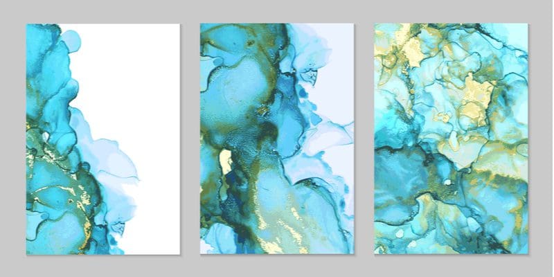 For a piece on teal bedroom ideas, three pieces of abstract teal wall art 