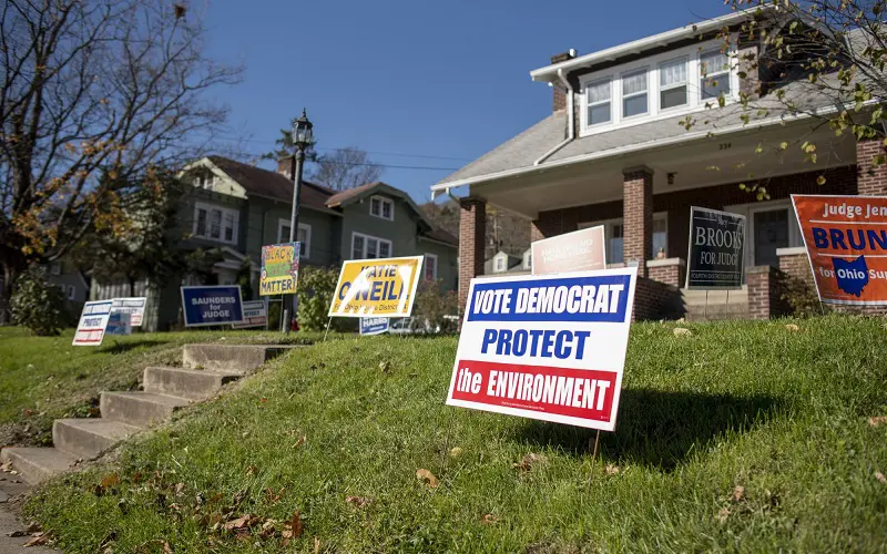 House with political signs