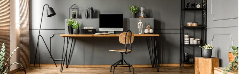 A home office featuring Industrial Styling in Non-Industrial Spaces