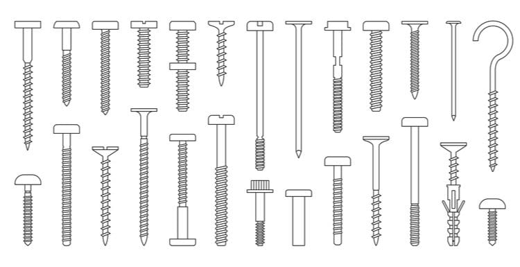 Various types of screws and metal fasteners shown in a featured image