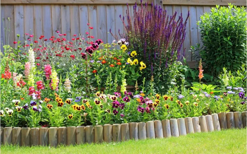 Lawn edging idea using Log Roll Edging to line the flower bed