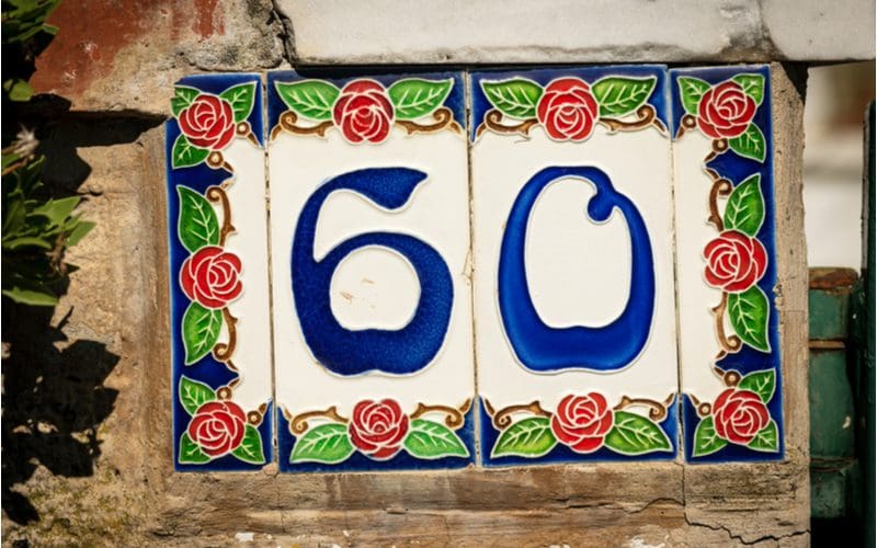 Art Nouveau House Number idea with painted blue and white house numbers in a Swedish style