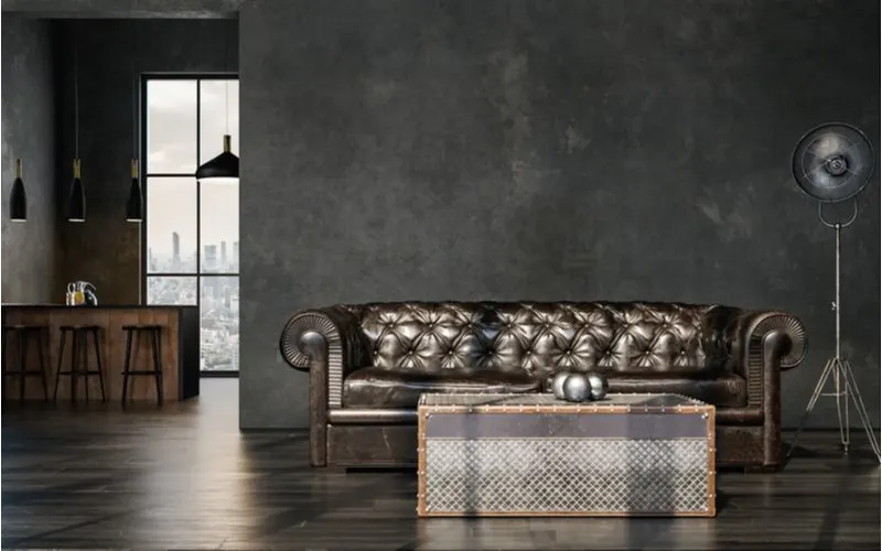 Loft with industrial styling that mixed chic and distressed furniture and accent pieces