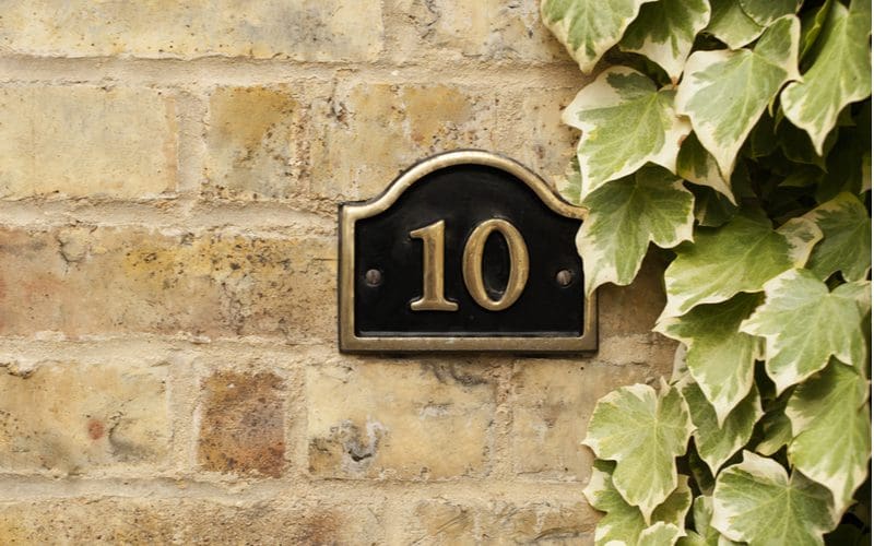House Number Idea made of a Gold-Rimmed Plaque