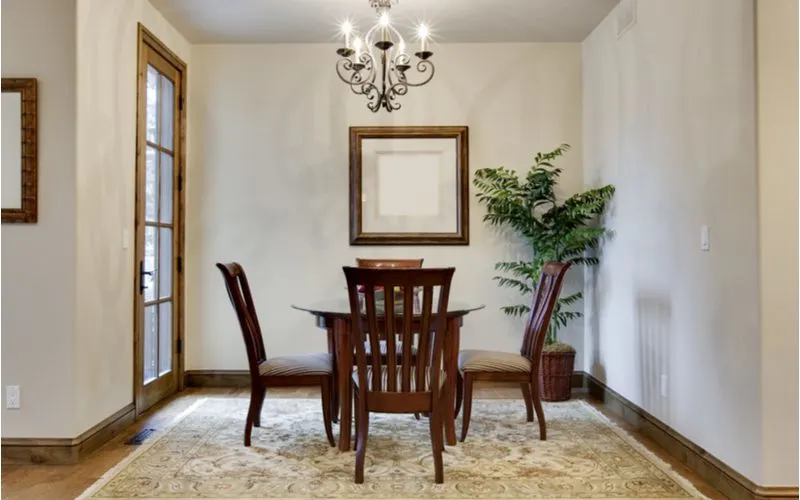 Private Breakfast Nook just off the dining room with dark wood floors and trim with smooth white walls