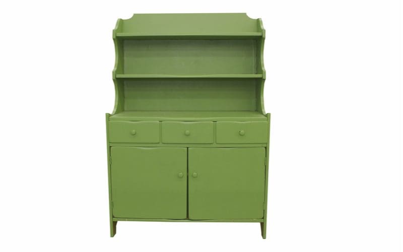 Simple green hutch as an idea for a piece on rustic cabinet ideas