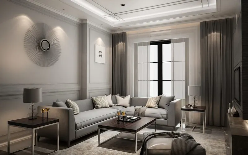 Classic, Modern Grey Living Room