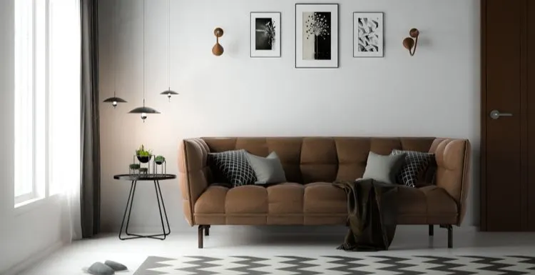 Color Scheme for Living Room with Dark Brown Sofa