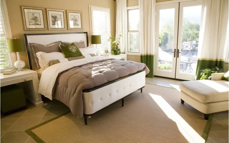Gentle pop of color in a taupe and beige room for a piece on master bedroom décor ideas