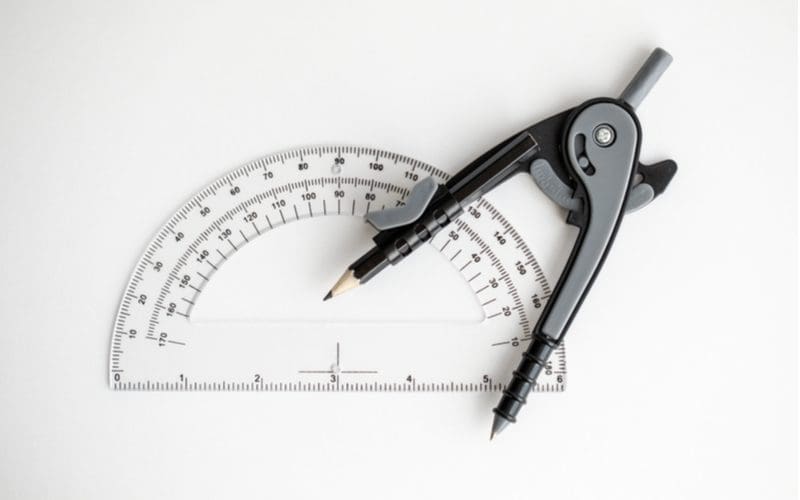 One of the best types of measuring tools, a protractor, shown in a layflat image