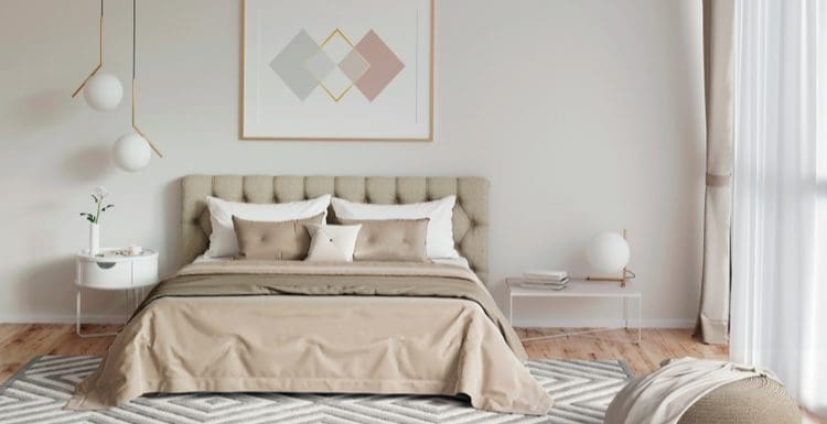 Cozy bedroom with a few of our neutral beige bedroom décor ideas