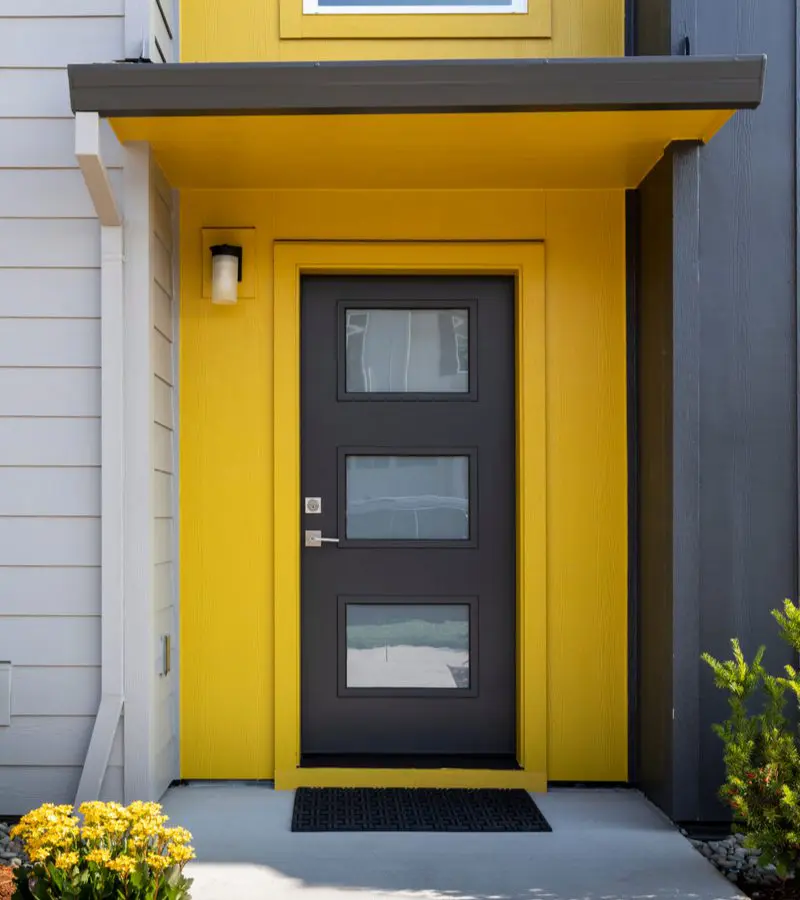 Classic Black, one of the good front door colors for yellow houses