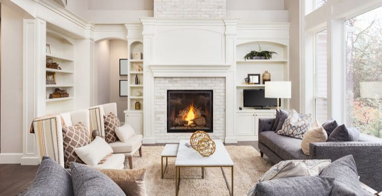 Living room with fireplace and TV idea featured image