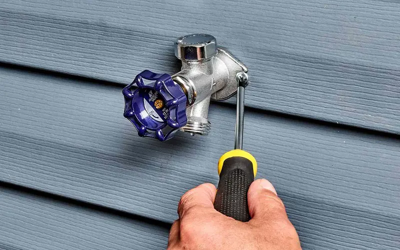 Wall mounting faucet on exterior wall